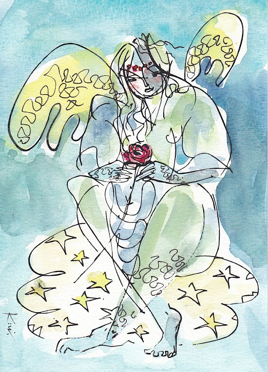 Engel mit Rose