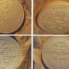 Entwurf für eine Sammler-Münze, Bild- und Wert-Seite