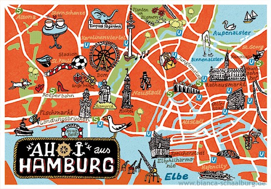 illustrierter Stadtplan Hamburg