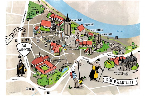 Illustrierter Stadtplan Bad Wimpfen