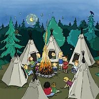 Zelte und Lagerfeuer