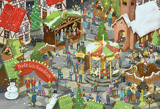 Weihnachtsmarkt Wimmelbild