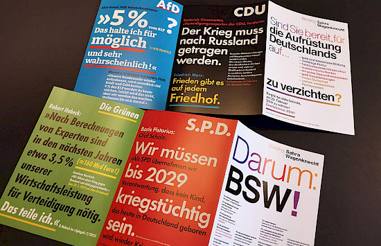 BSW-Flyer gegen Aufrüstung