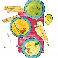 Kochbuchillustration: Brotaufstriche