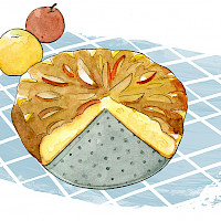 Kochbuchillustration: Apfelkuchen